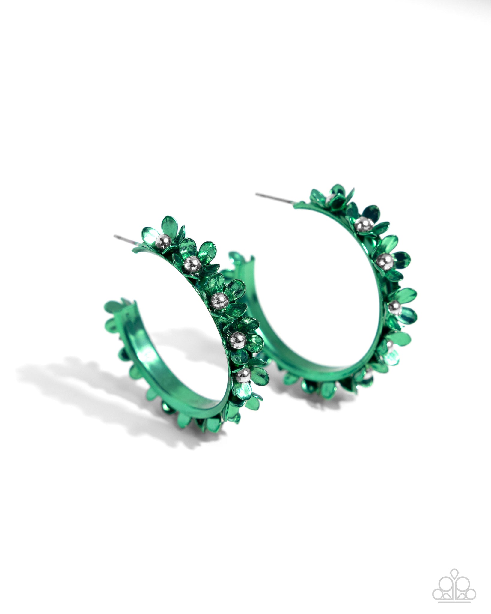 Fashionable Flower Crown Green Hoop Earring