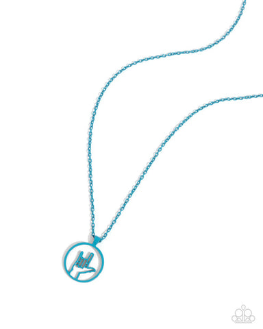 Abstract ASL Blue Necklace