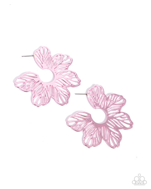 Floral Fame Pink Hoop Earring