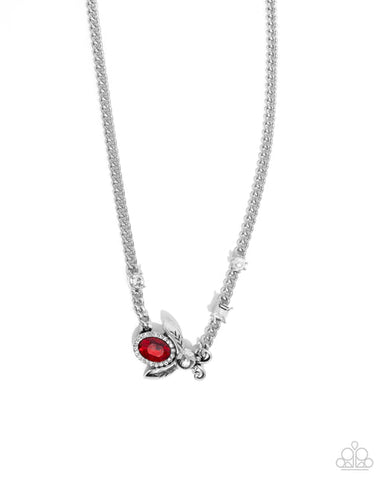Bedazzled Beetle Red Necklace