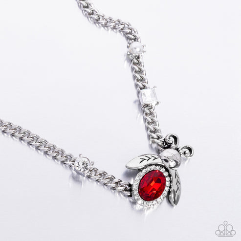 Bedazzled Beetle Red Necklace