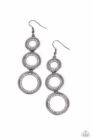 Shimmering In Circles Black Earring