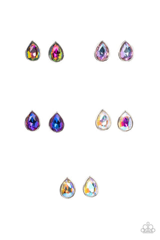 Starlet Shimmer Teardrop Gemstone Poxt Earrings