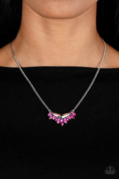 Flash Of Fringe Pink Necklace