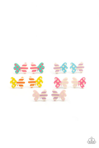 Starlet Shimmer Polka Dot and Stripes Butterfly Post Earrings