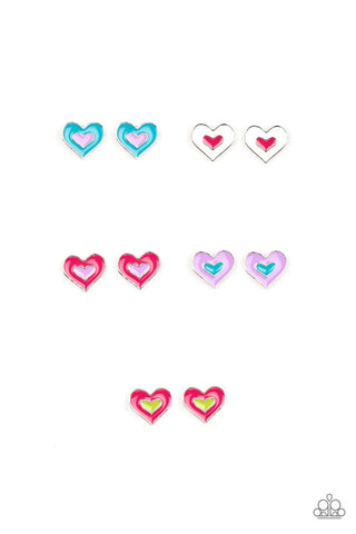 Starlet Shimmer Multicolored Heart Post Earrings