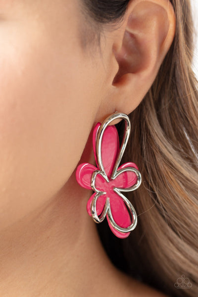 Glimmering Gardens Pink Post Earring