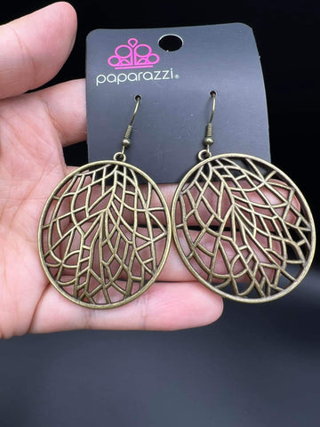 Fractured Foliage Brass Earring