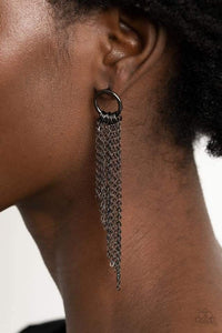 Divinely Dipping Black Post Earring