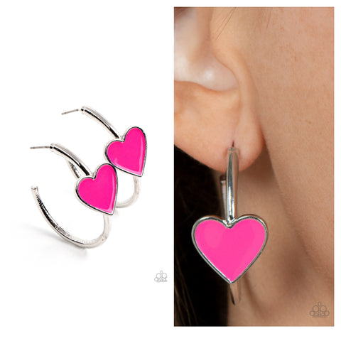Kiss Up Pink Hoop Earring