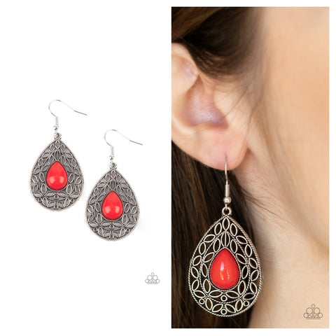 Fanciful Droplets Red Earring