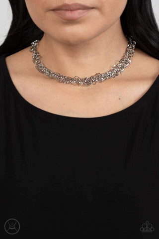 Cause A Commotion Silver Chocker Necklace